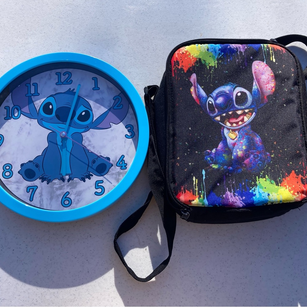 Working Stitch Wall Clock & Lunch Bag Set - Blue & Black-Lunchbag is a nice size